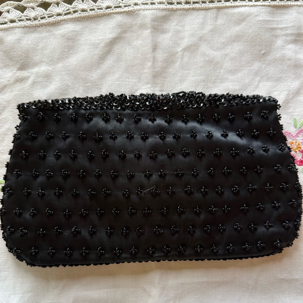 Bon Soir Beaded & Sequined Bag Black on Black - Picture 4 of 14